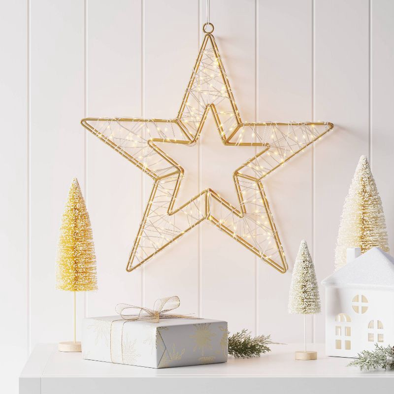slide 2 of 4, 600ct LED High Density Champagne Metal Christmas Hanging Star Twinkling Dew Drop Lights Warm White - Wondershop™, 600 ct