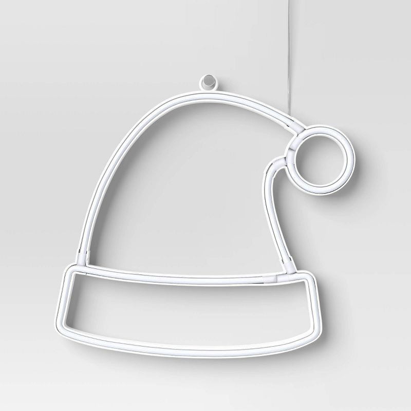 slide 3 of 4, LED Battery Operated Christmas Neon Santa Hat Hangable Sign Red/White - Wondershop™, 1 ct