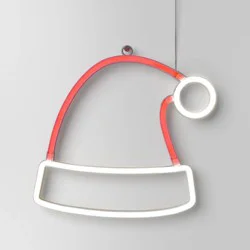 LED Battery Operated Christmas Neon Santa Hat Hangable Sign Red/White - Wondershop™