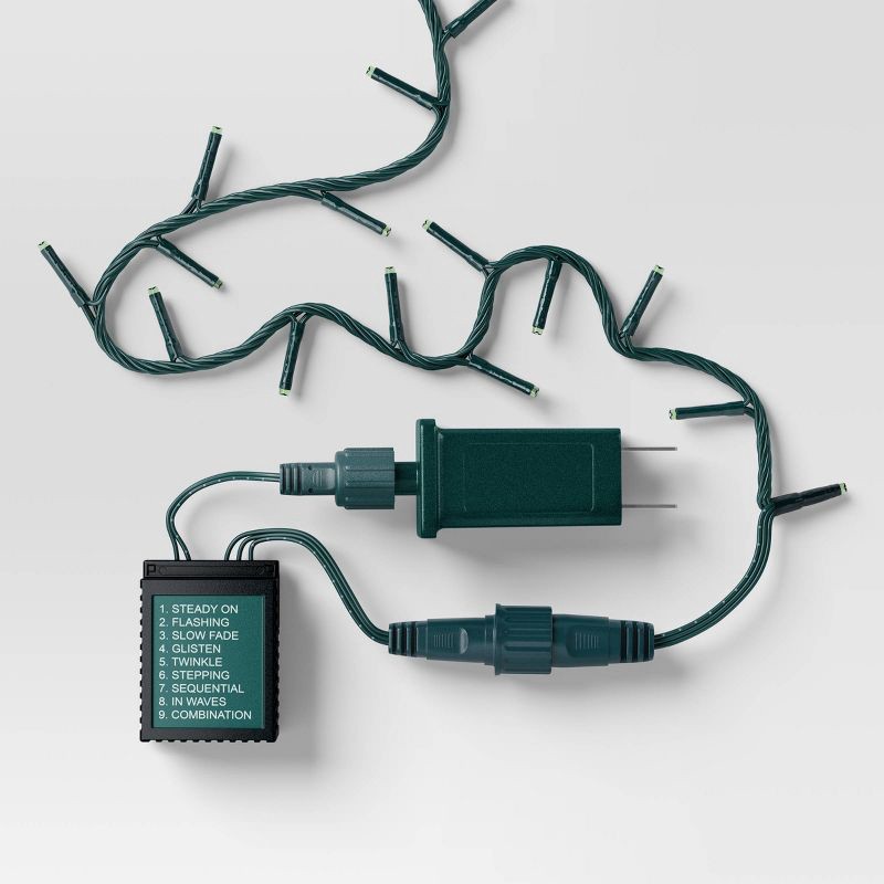 slide 4 of 5, 9.5' 3mm 100ct LED Micro Christmas String Lights Green with Green Wire - Wondershop™, 100 ct