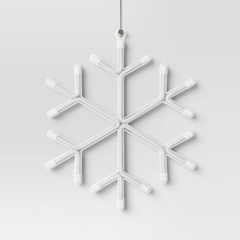 slide 3 of 4, LED Battery Operated Christmas Neon Snowflake Hangable Sign Blue - Wondershop™, 1 ct