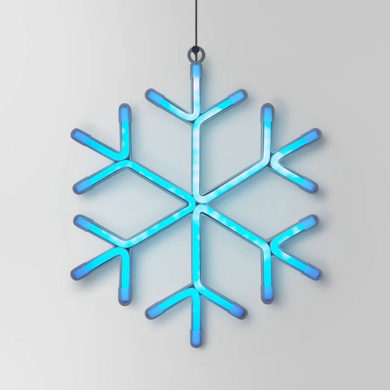 slide 1 of 4, LED Battery Operated Christmas Neon Snowflake Hangable Sign Blue - Wondershop™, 1 ct