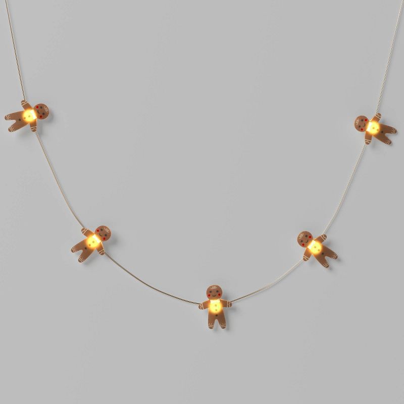 slide 1 of 5, 20ct LED Battery Operated Christmas Gingerbread Man Dew Drop Lights Warm White with Silver Wire - Wondershop™, 20 ct