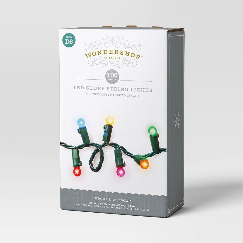 slide 5 of 5, 100ct Christmas LED Mini Sphere Orb Globe String Lights with Green Wire - Wondershop™, 100 ct