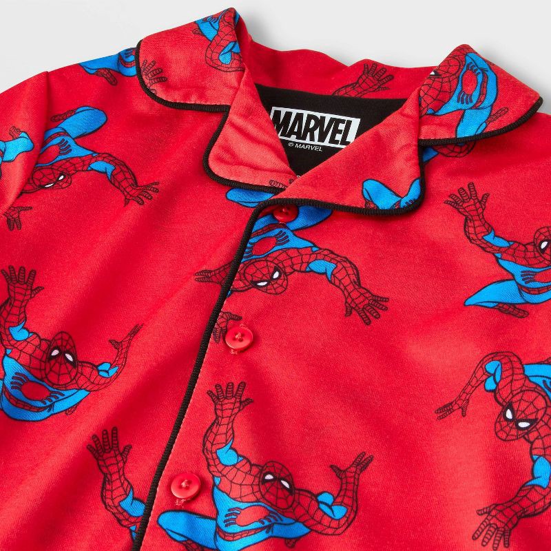 slide 3 of 3, Toddler Boys' 2pc Spider-Man Coat Pajama Set - Red 2T, 2 ct