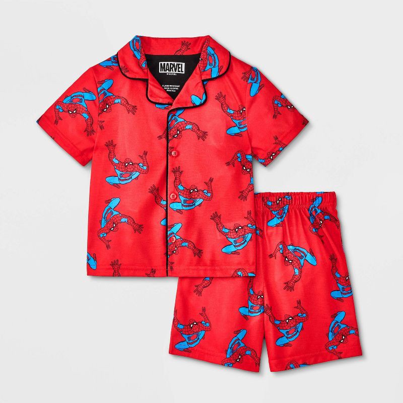 slide 1 of 3, Toddler Boys' 2pc Spider-Man Coat Pajama Set - Red 2T, 2 ct