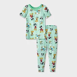 Toddler 2pc Mickey Mouse & Friends Viscose Snug Fit Pajama Set - Green 12M