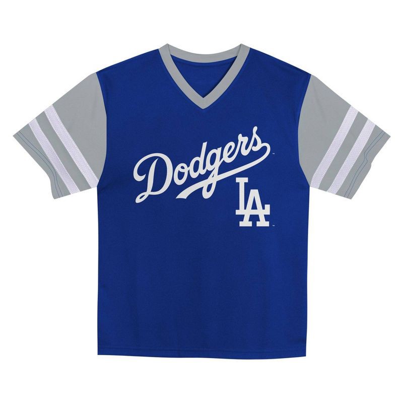 slide 2 of 3, MLB Los Angeles Dodgers Toddler Boys' Team Jersey - 2T: V Neck Pullover, Short Sleeve, 1 ct