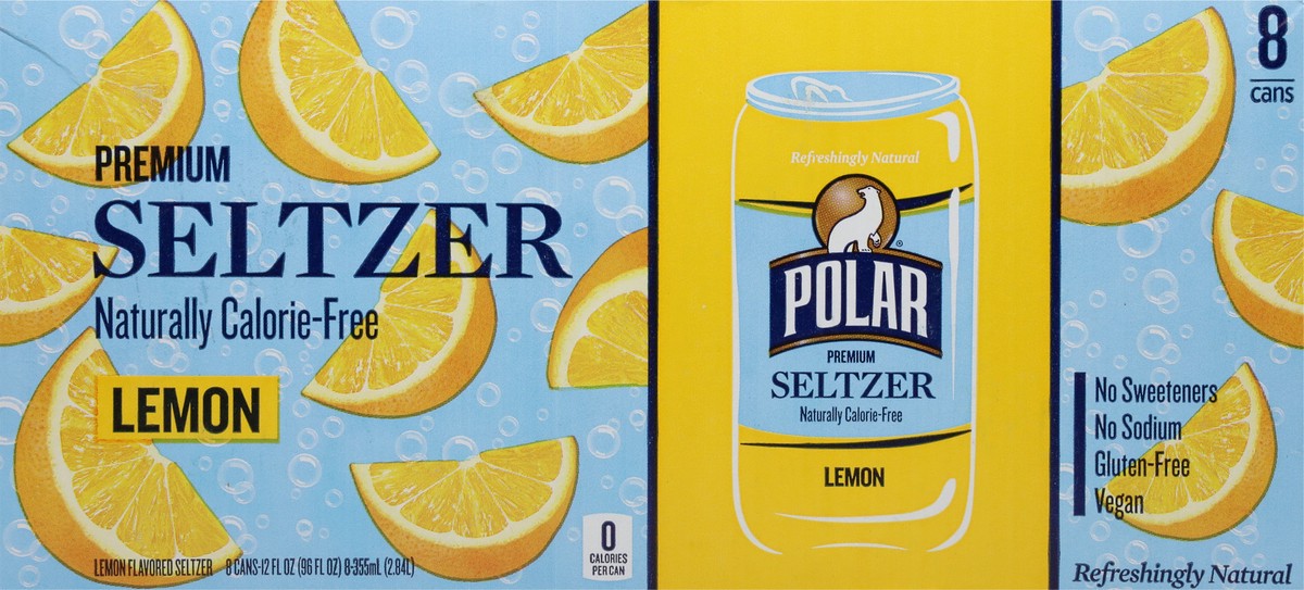 slide 9 of 9, Polar Seltzer - 8pk 12oz - Lemon, 8 ct; 12 oz