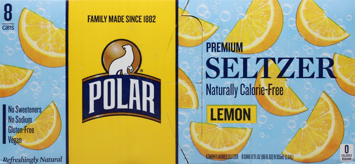 slide 3 of 9, Polar Seltzer - 8pk 12oz - Lemon, 8 ct; 12 oz