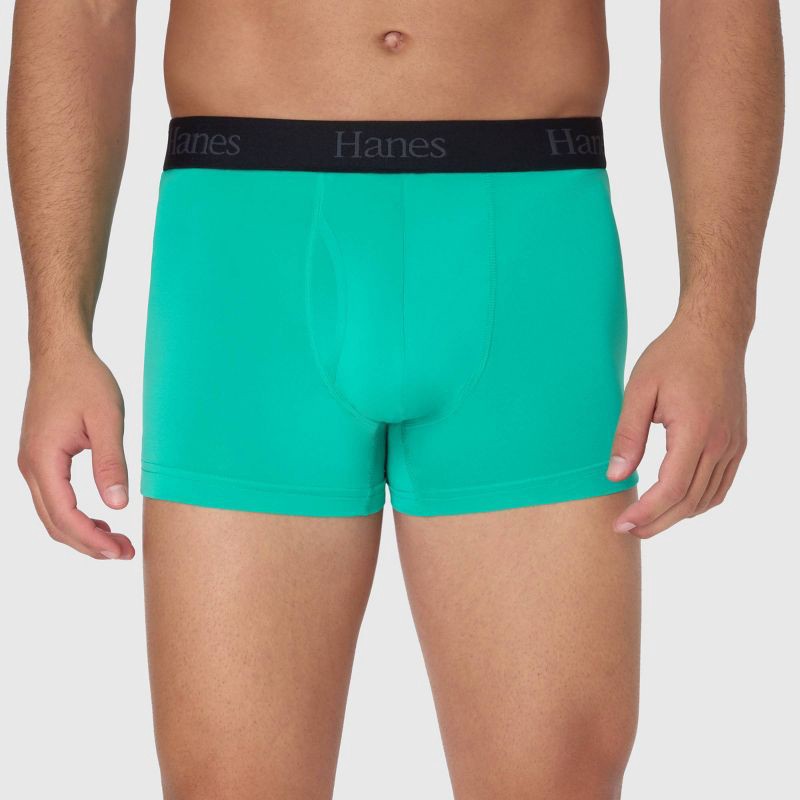 slide 3 of 6, Hanes Premium Hanes Originals Premium Men's Super Stretch Trunks 3pk - Green/Gray/Black XL: Tagless, Moisture Wicking, Quick Dry, 3 ct