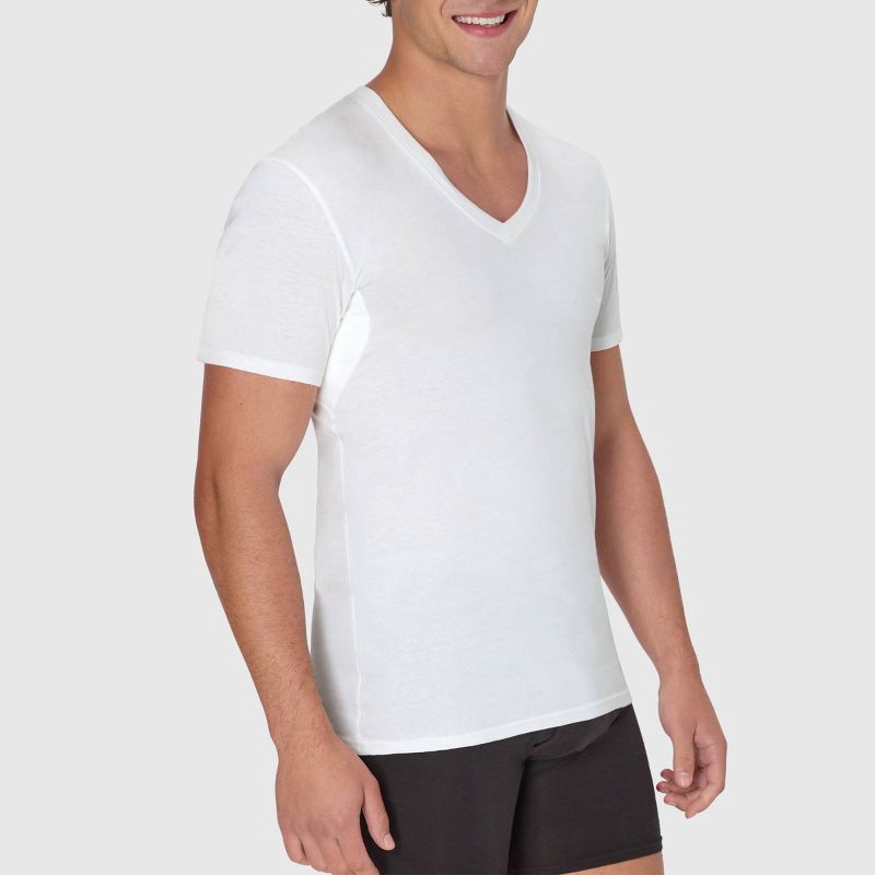 slide 4 of 6, Hanes Premium Men's Sweat Block V Neck Undershirt 3pk - White XL: 100% Cotton, Lightweight Knit, Moisture Wicking, Tagless,, 3 ct