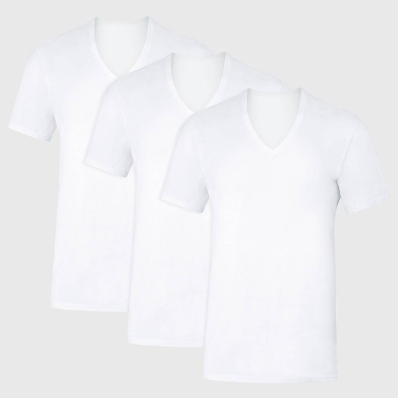 slide 1 of 6, Hanes Premium Men's Sweat Block V-Neck Undershirt 3pk - White XXL: Cotton, Lightweight, Tagless, Moisture Wicking, 3 ct