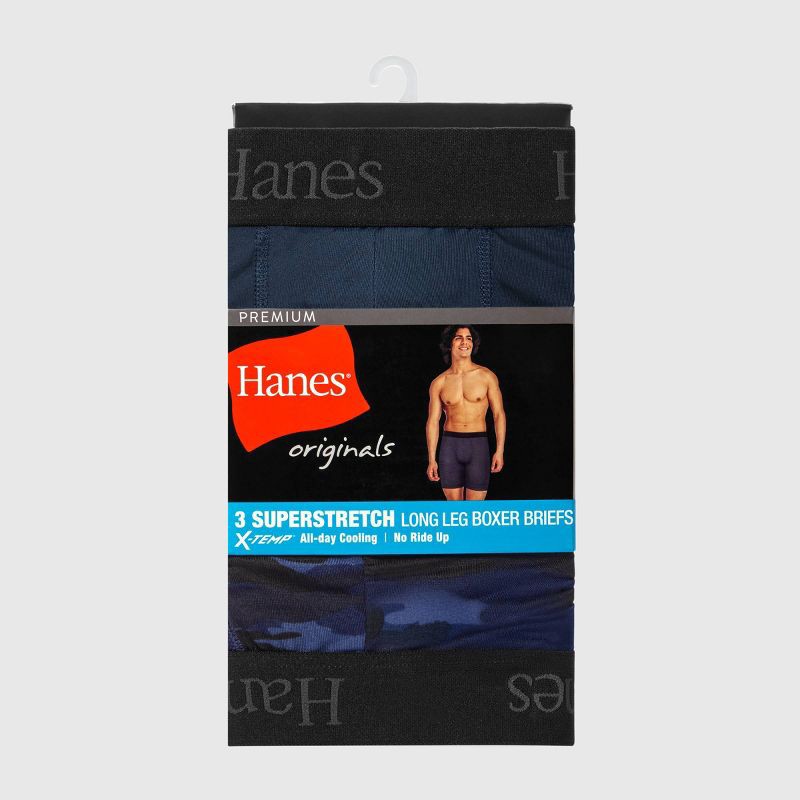 slide 2 of 6, Hanes Premium Hanes Originals Premium Super Stretch Boxer Briefs 3pk - Gray/Black S: Tagless, Moisture Wicking, Quick Drying, 3 ct