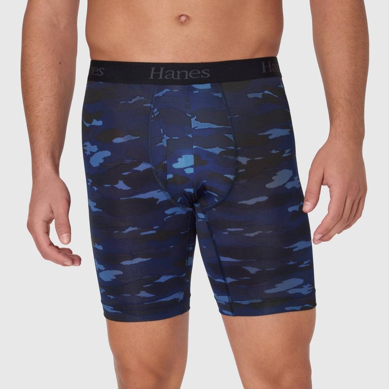 slide 3 of 6, Hanes Premium Hanes Originals Premium Super Stretch Boxer Briefs 3pk - Gray/Black S: Tagless, Moisture Wicking, Quick Drying, 3 ct