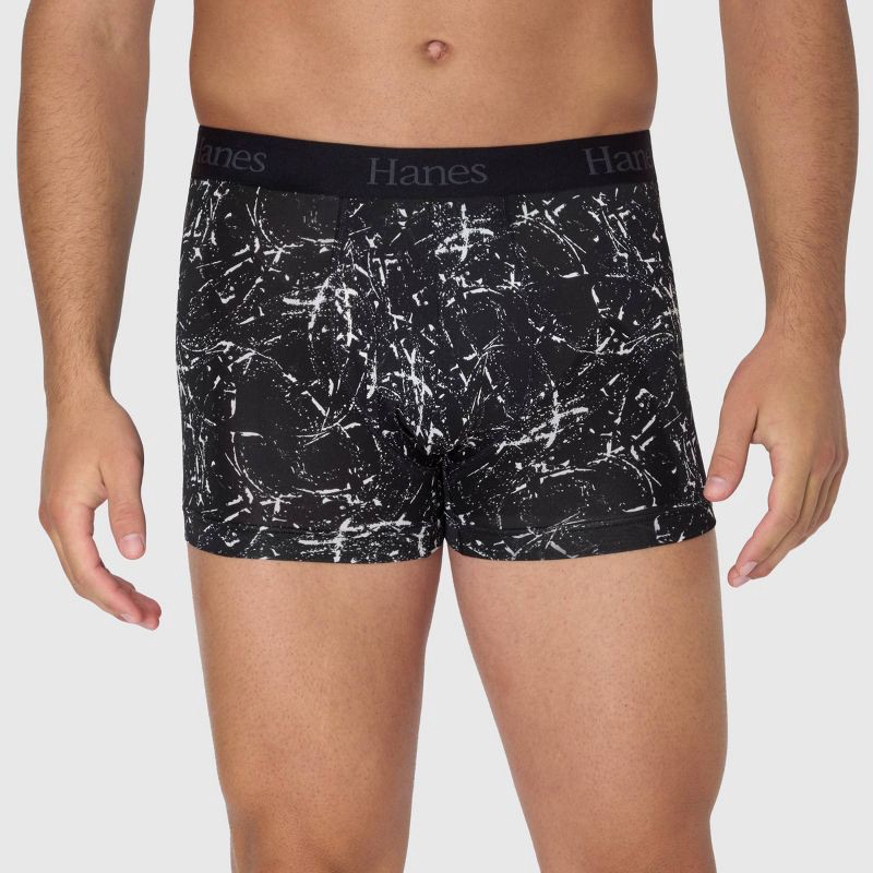 slide 3 of 6, Hanes Premium Hanes Originals Premium Men's Super Stretch Trunks 3pk - Blue/Black S: Tagless, Moisture Wicking, Quick Dry, 3 ct