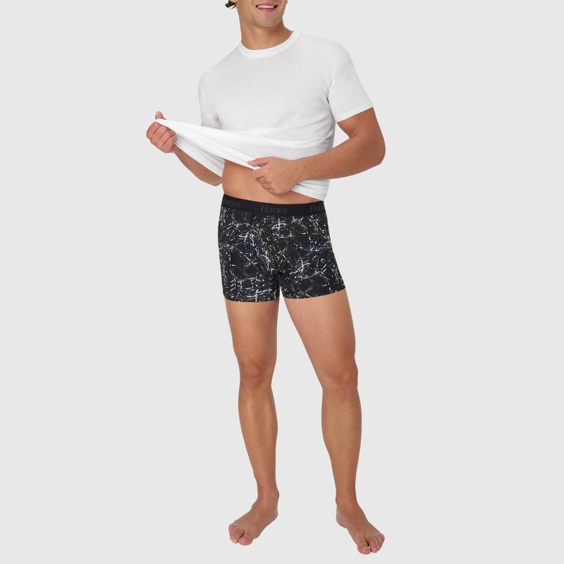 slide 6 of 6, Hanes Premium Hanes Originals Premium Men's Super Stretch Trunks 3pk - Blue/Black S: Tagless, Moisture Wicking, Quick Dry, 3 ct