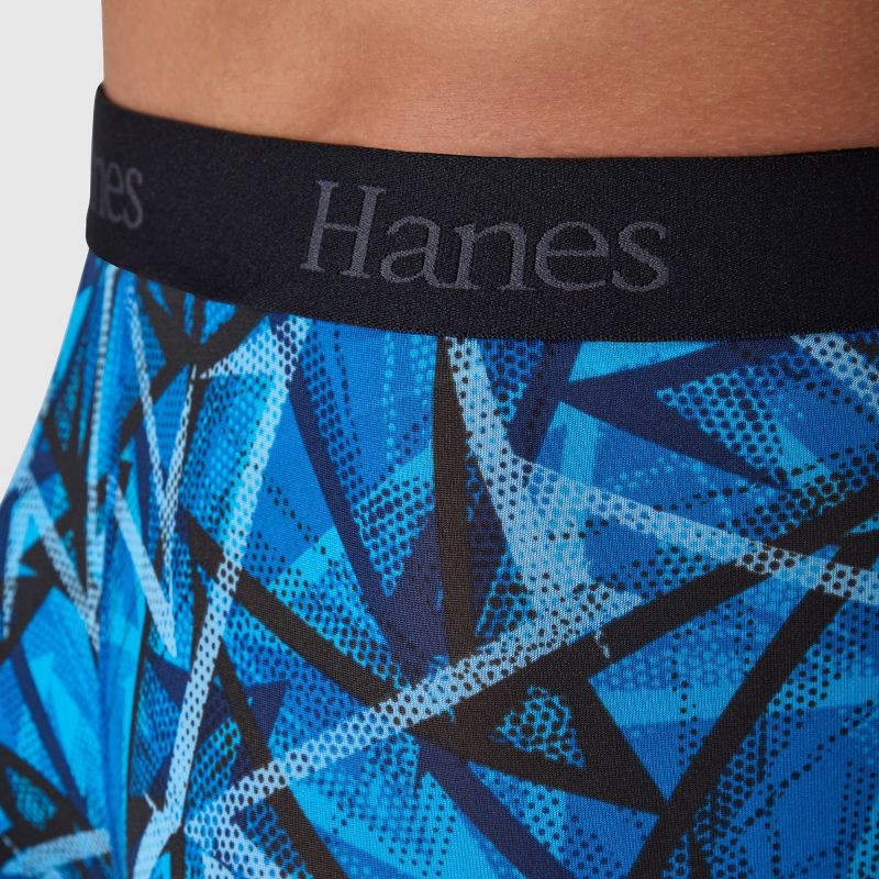 slide 4 of 6, Hanes Premium Hanes Originals Premium Super Stretch Boxer Briefs 3pk - Blue/Black M: Tagless, Moisture Wicking, Quick Drying, 3 ct