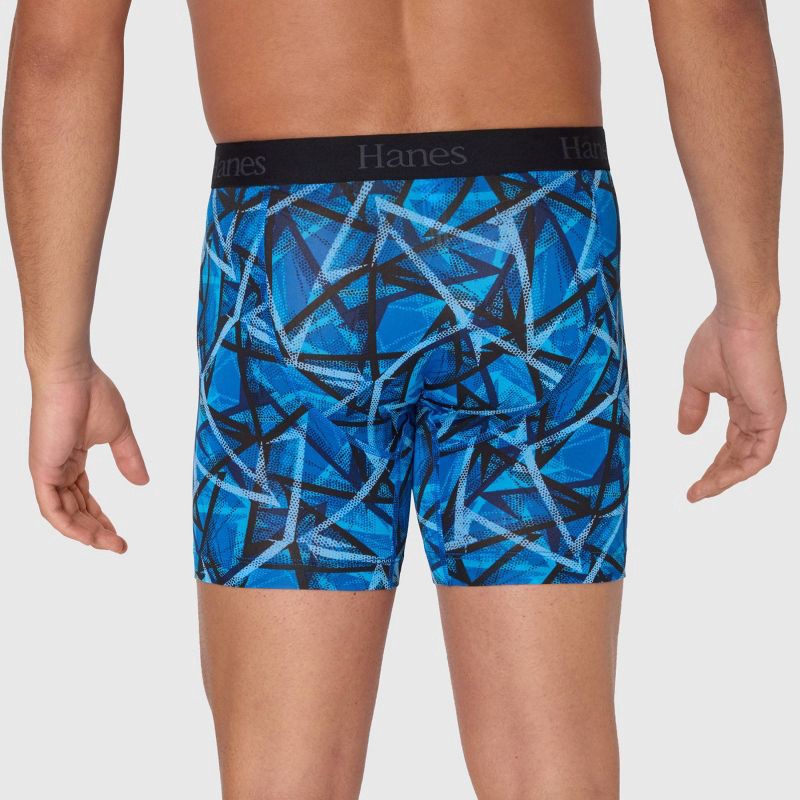 slide 5 of 6, Hanes Premium Hanes Originals Premium Super Stretch Boxer Briefs 3pk - Blue/Black M: Tagless, Moisture Wicking, Quick Drying, 3 ct
