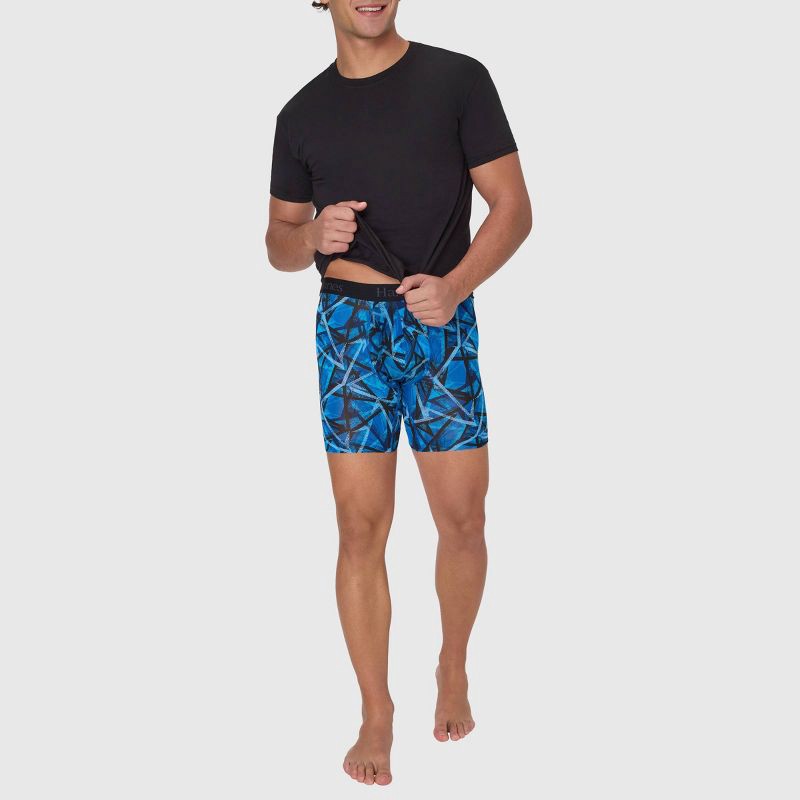 slide 6 of 6, Hanes Premium Hanes Originals Premium Super Stretch Boxer Briefs 3pk - Blue/Black M: Tagless, Moisture Wicking, Quick Drying, 3 ct
