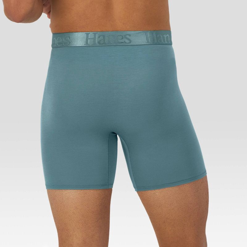 slide 5 of 9, Hanes Premium Hanes Originals Premium Men's SuperSoft Boxer Briefs 3pk - Teal Blue/Sage Green/Light Blue S: Tagless, Moisture Wicking, Stretch Fabric, 3 ct