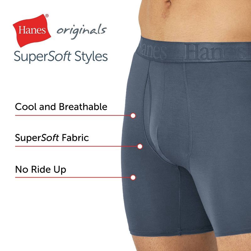 slide 8 of 9, Hanes Premium Hanes Originals Premium Men's SuperSoft Boxer Briefs 3pk - Teal Blue/Sage Green/Light Blue S: Tagless, Moisture Wicking, Stretch Fabric, 3 ct