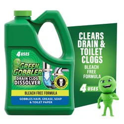 Green Gobbler Drain Clog Dissolver - 64 fl oz: Plastic Bottle, Liquid Cleaner, Multi-Surface, Unscented