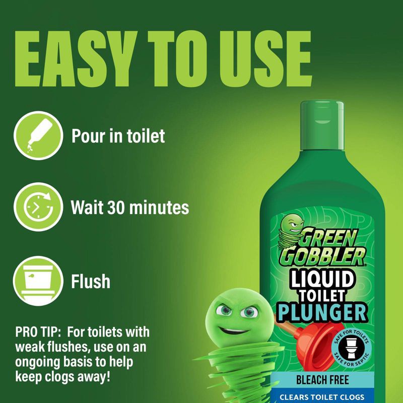 slide 8 of 9, Green Gobbler Liquid Drain Plunger - 12 fl oz, 12 fl oz