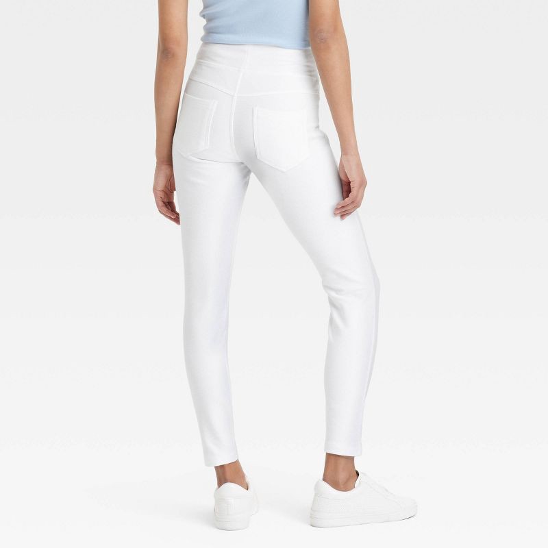 slide 2 of 3, Women's High Waisted Jeggings - A New Day™ White M: Back Pocket, Wide Waistband, 1 ct