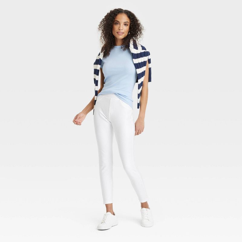 slide 3 of 3, Women's High Waisted Jeggings - A New Day™ White M: Back Pocket, Wide Waistband, 1 ct