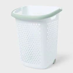 Rolling Hamper White with Daydream Green Handles - Brightroom™