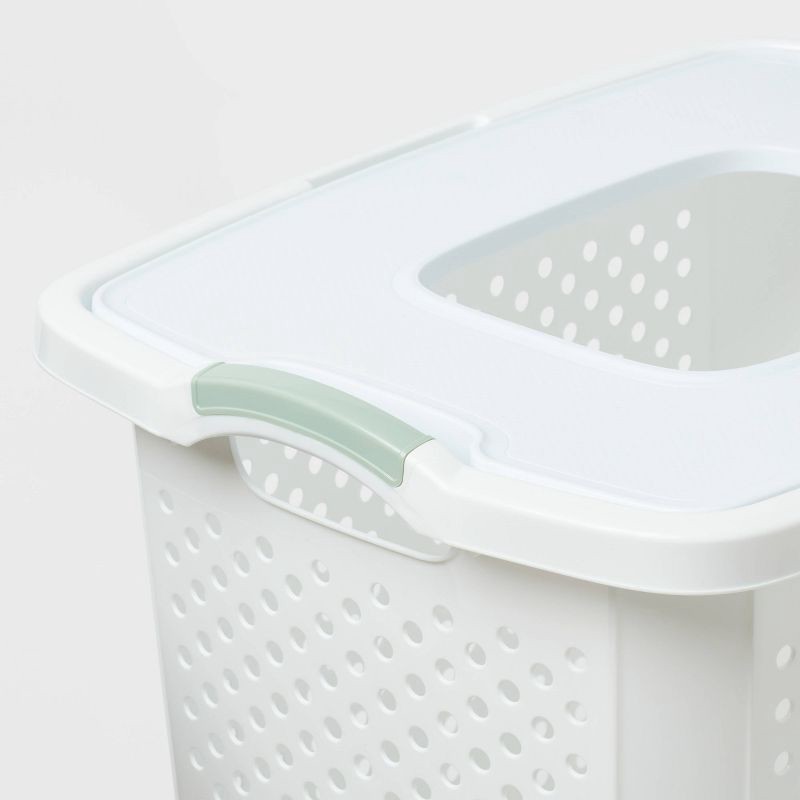 slide 3 of 3, BR XL Lamper with Lid White with Daydream Green Handles - Brightroom™, 1 ct