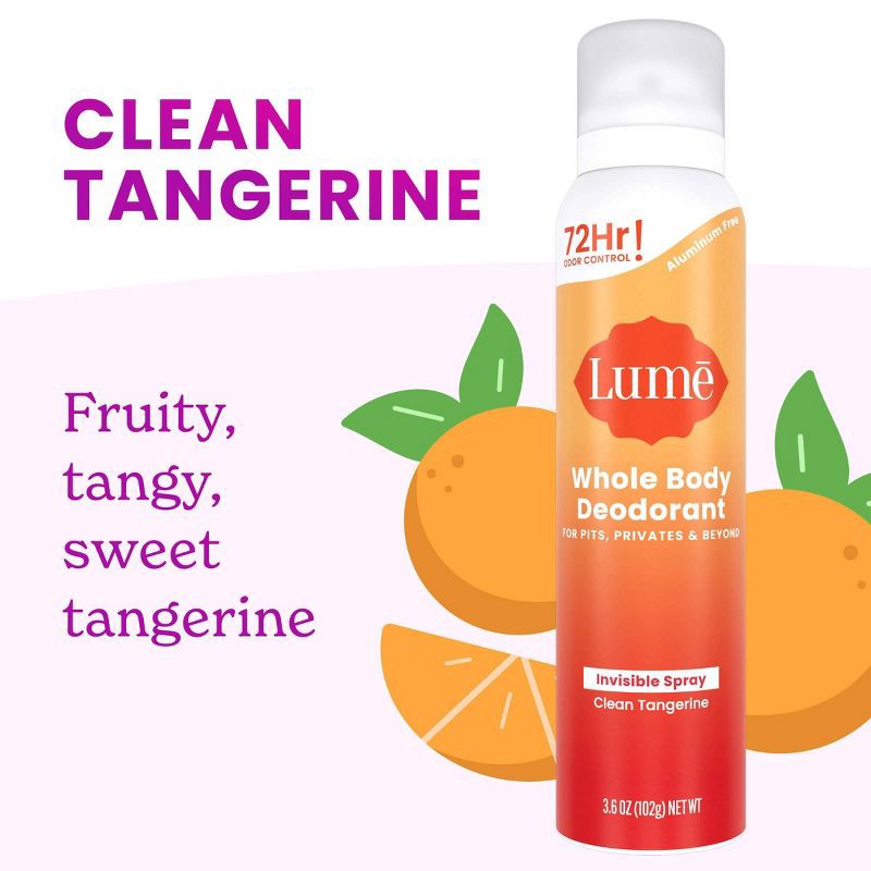 slide 9 of 11, Lume Whole Body Women's Deodorant Spray - Tangerine - 3.6oz, 3.6 oz
