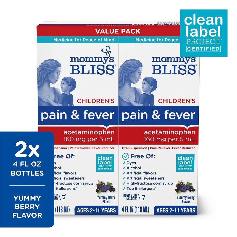 slide 9 of 10, Mommy's Bliss Children's Acetaminophen Pain Reliever Liquid - 2pk, 2 ct