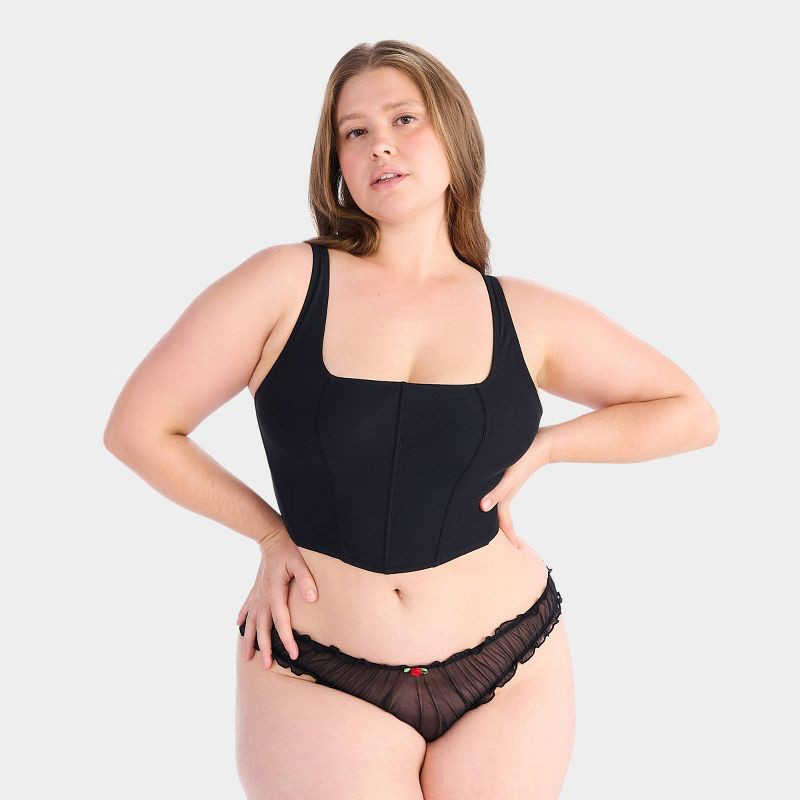 slide 3 of 4, Parade Women's Silky Mesh Corset - Black XL: Recycled Nylon & Spandex, Adjustable Strap, Back Hook Fastener, Hand Wash, 1 ct