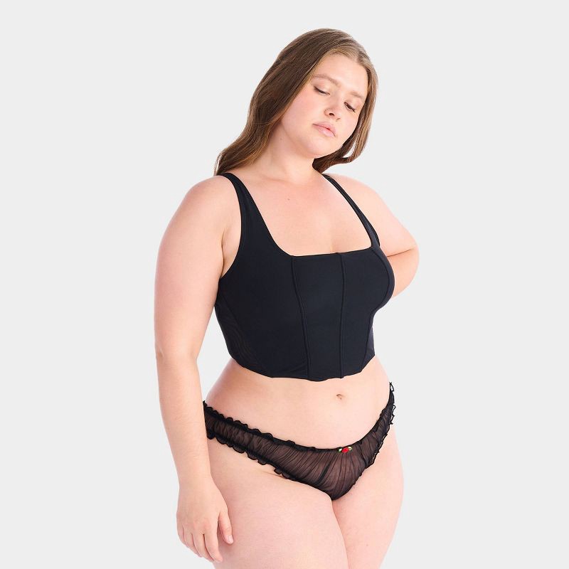 slide 2 of 4, Parade Women's Silky Mesh Corset - Black XXL: Recycled Nylon & Spandex, Adjustable Strap, Bustier Style, 1 ct