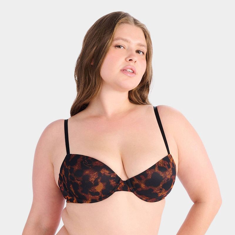 slide 2 of 4, Parade Women's Silky Mesh Push-Up Bra - Animal XL: Recycled Nylon, Spandex, Leopard Spot, Adjustable Strap, Padded Cup, 1 ct