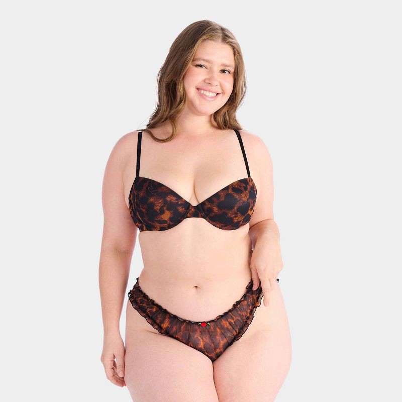 slide 3 of 4, Parade Women's Silky Mesh Push-Up Bra - Animal XL: Recycled Nylon, Spandex, Leopard Spot, Adjustable Strap, Padded Cup, 1 ct
