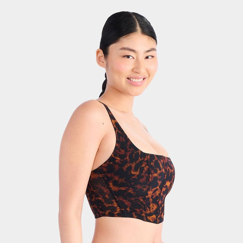 slide 2 of 4, Parade Women's Silky Mesh Corset - Animal L: Recycled Nylon, Spandex, Adjustable Straps, Leopard Print, 1 ct