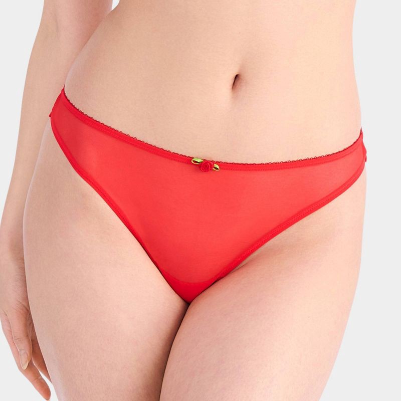 slide 6 of 8, Parade Women's 2pk Silky Mesh Fashion Thong - Sweet Cherry M: Recycled Nylon, Mid Rise, Cotton Gusset, 2 ct