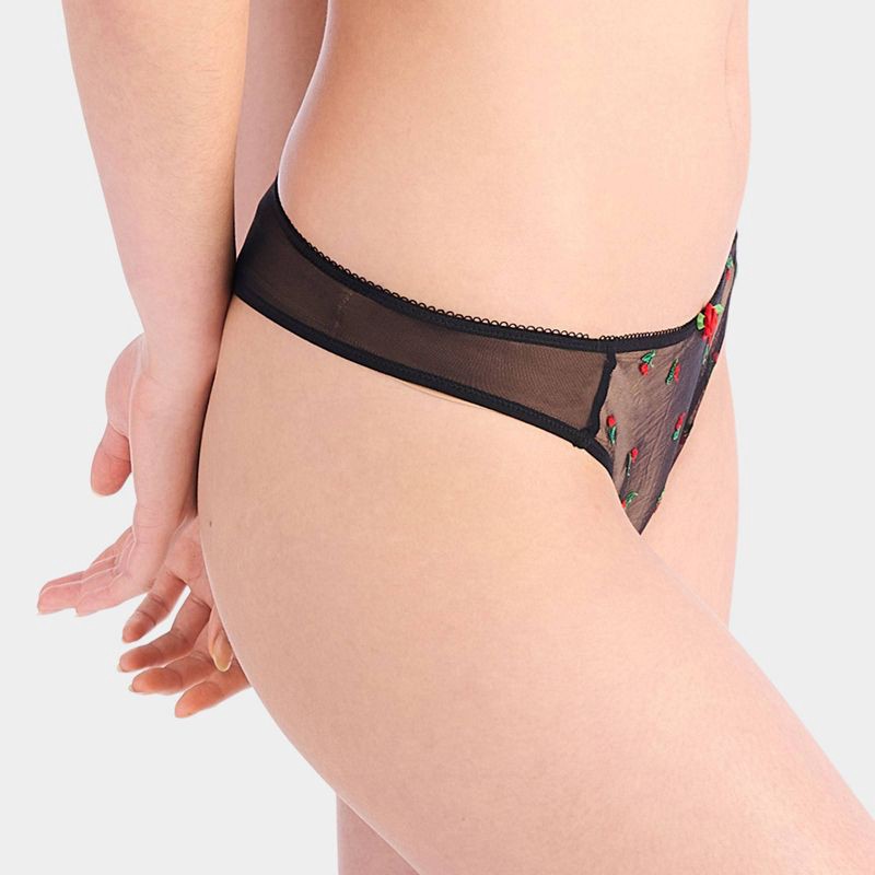 slide 3 of 7, Parade Women's 2pk Silky Mesh Fashion Thong - Sweet Cherry XXL: Recycled Nylon, Mid Rise, Cotton Gusset, 2 ct