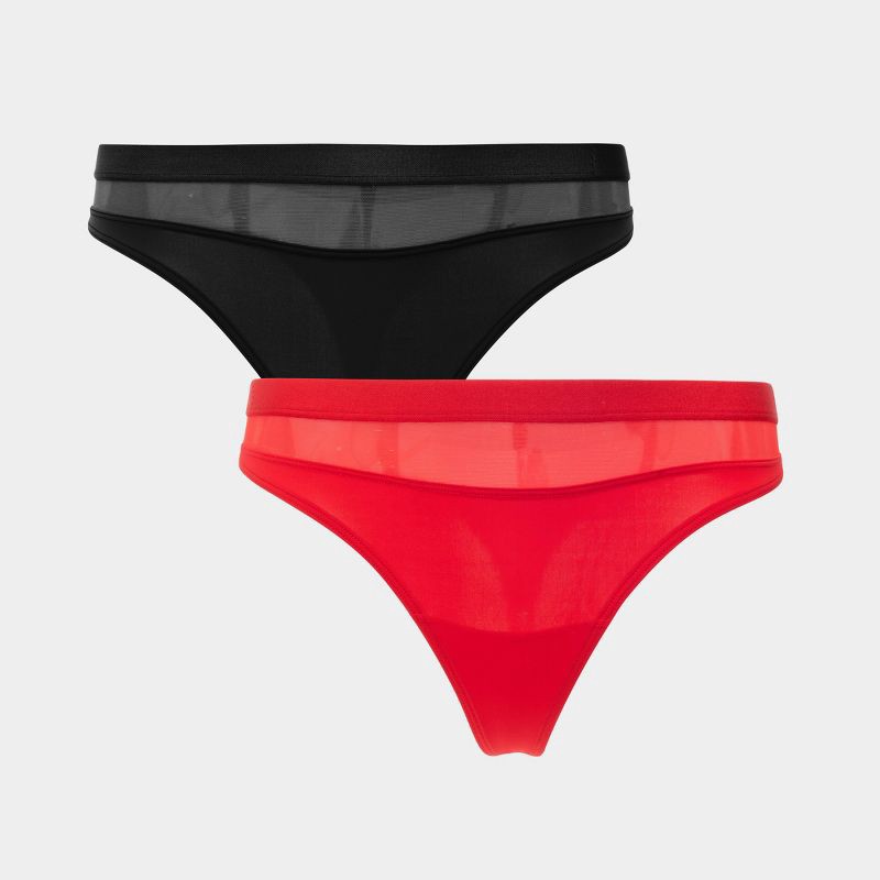 slide 1 of 7, Parade Women's 2pk Thong - Balloon/Eightball XS: Recycled Nylon, Spandex, Cotton Gusset, Mid Rise, Pull-On, 2 ct