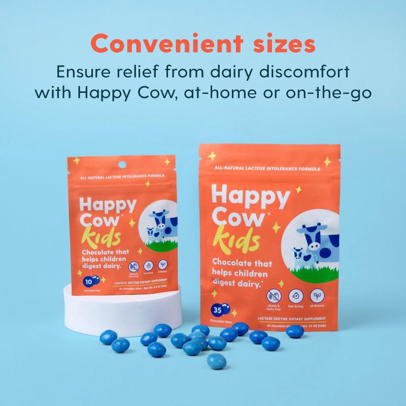 slide 8 of 9, Happy Cow Kids' Fast Acting Lactase Dietary Supplement Sugar Shell - Chocolate - 35ct, 35 ct
