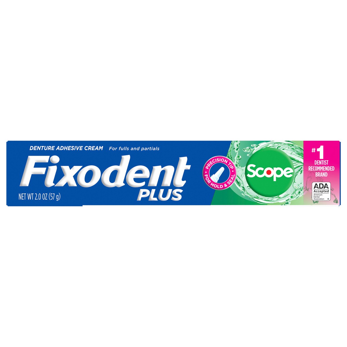 slide 6 of 7, Fixodent Plus Scope Secure Denture Adhesive 2.0oz, 2 oz