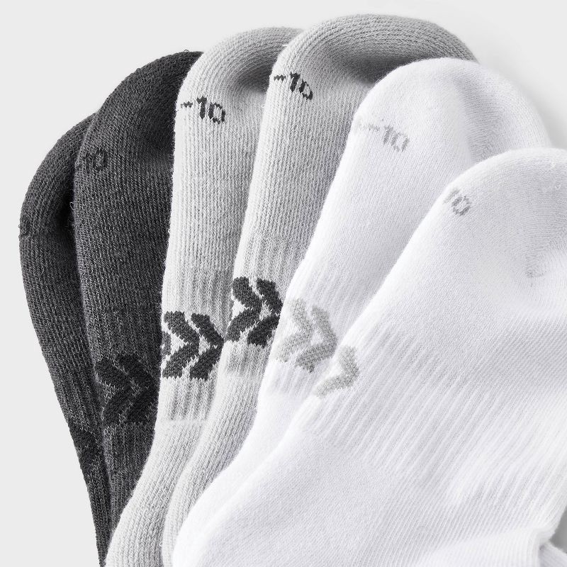 slide 3 of 3, Women's Cushioned Ruffle 3pk Ankle Socks - All In Motion™ White/Gray/Black 4-10: Arch Support, Knit, 3 ct