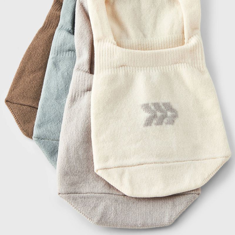 slide 3 of 3, Women's Lightweight 4pk Liner Socks - All In Motion™ Beige/Gray/Tan 4-10: Nylon Spandex Blend, Seamless Toe, 4 ct