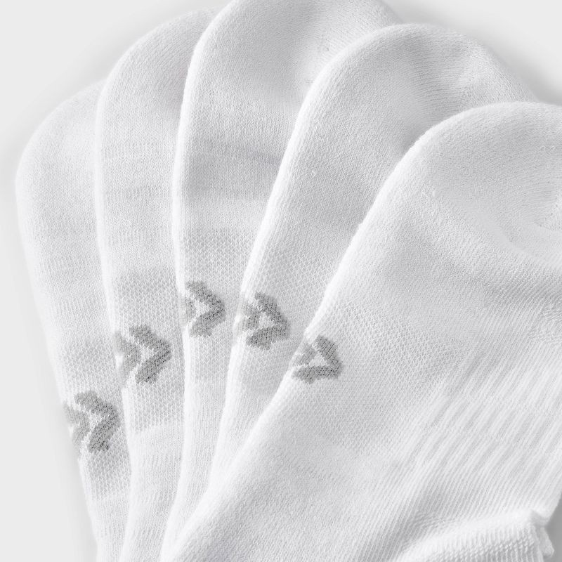 slide 3 of 3, Women's Cushioned Active Practice 4pk No Show Socks - All In Motion™ White 4-10: Arch Support, Knit Fabric, 4 ct