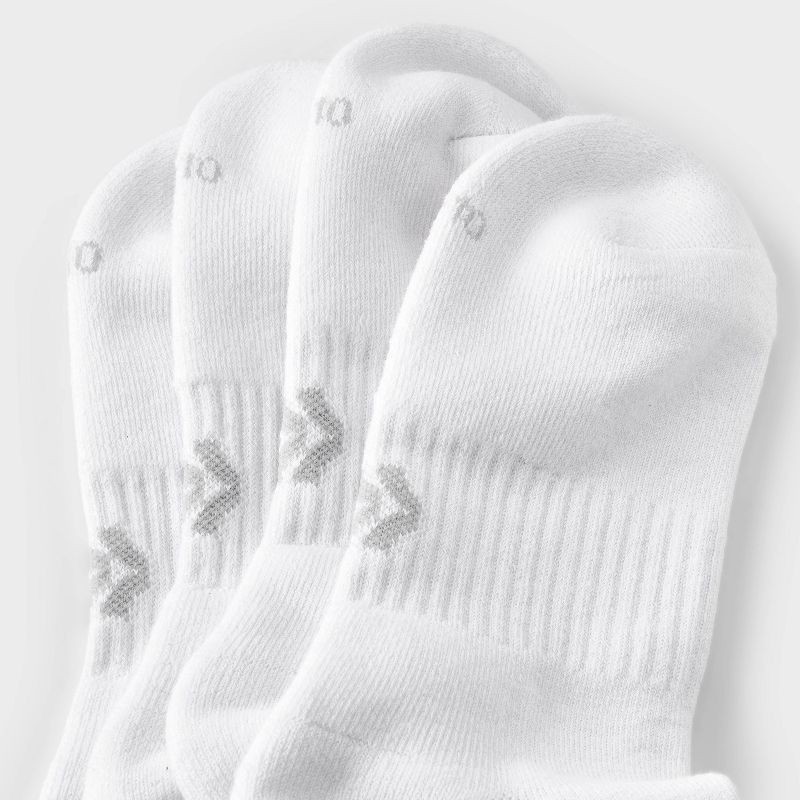 slide 4 of 4, Women's Cushioned Scrunch 2pk Crew Socks - All In Motion™ White 4-10: Arch Support, Knit Midweight, 2 ct
