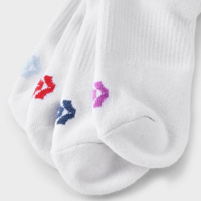 slide 3 of 3, Women's Cushioned Pickleball 4pk Short Crew Socks - All In Motion™ White/Blue/Purple 4-10: Arch Support, Knit, 4 ct
