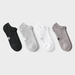 Women's Cushioned Active Practice 4pk No Show Socks - All In Motion™ White/Gray/Black 4-10: Arch Support, Knit